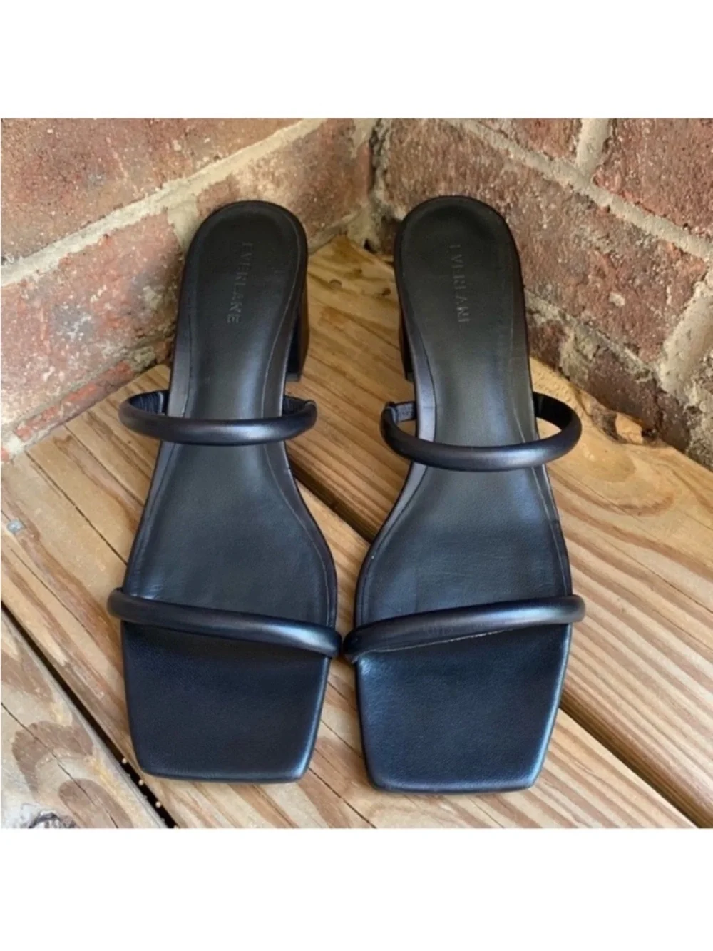 Everlane Shoes 11 Double Strap Heel Sandal Black Leather
